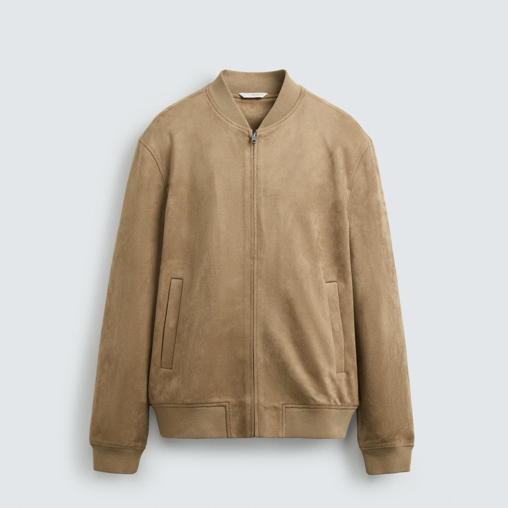 Zara Men's Beige Bomber Jacket